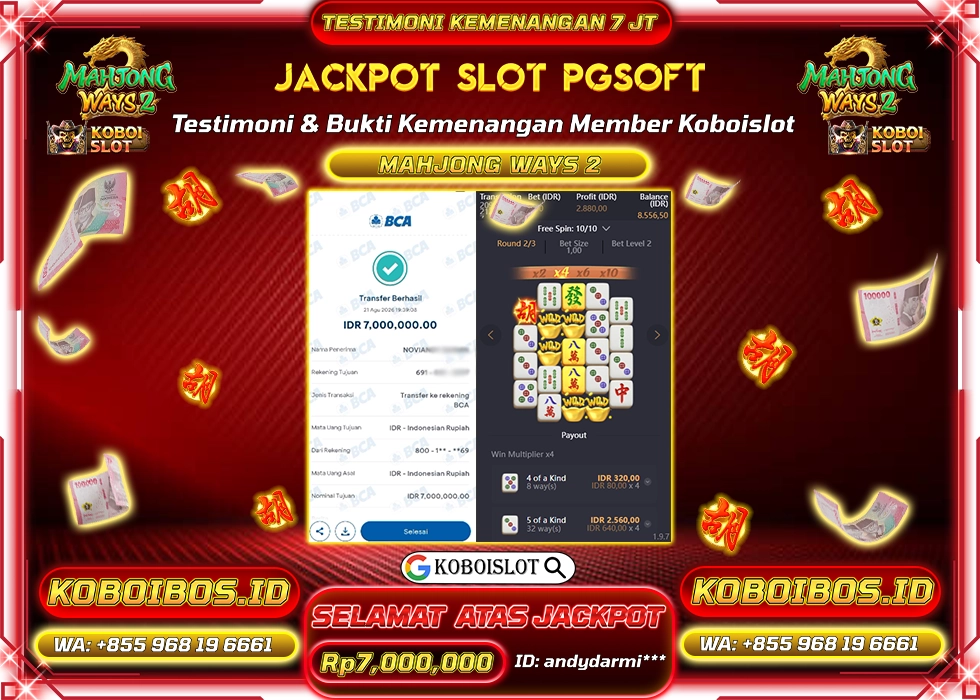BUKTI KEMENANGAN andrydarmi*** SLOT GACOR MAHJONG WAYS 2 Rp7.000.000,- LUNAS